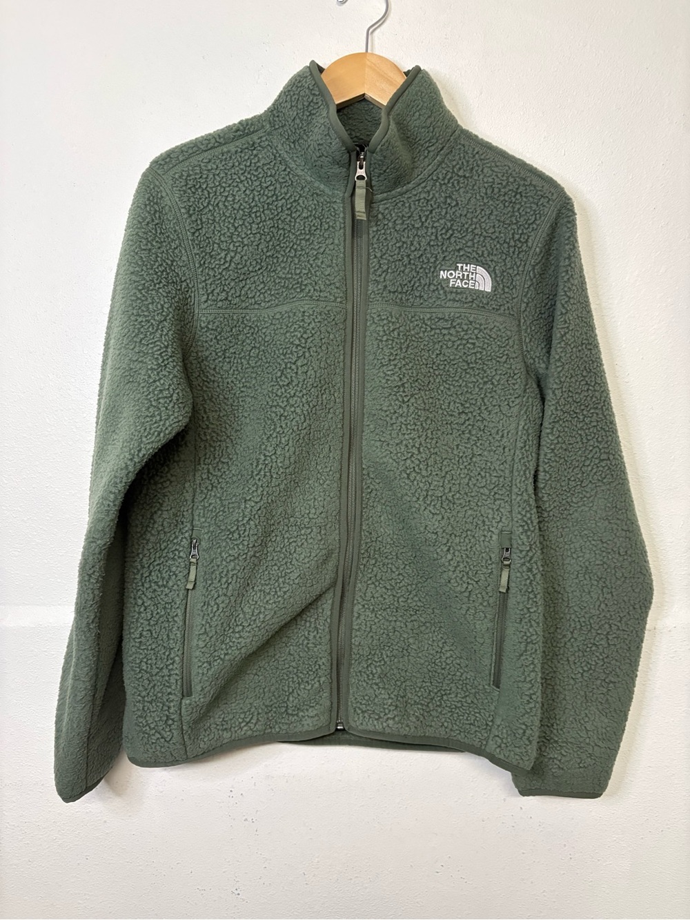 The North Face Men Olive Green Fleece Jacket